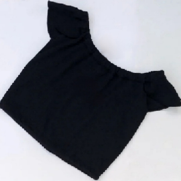 Madewell Texture & Thread Button Front Off the Shoulder Black Top Size Small - Picture 5 of 9